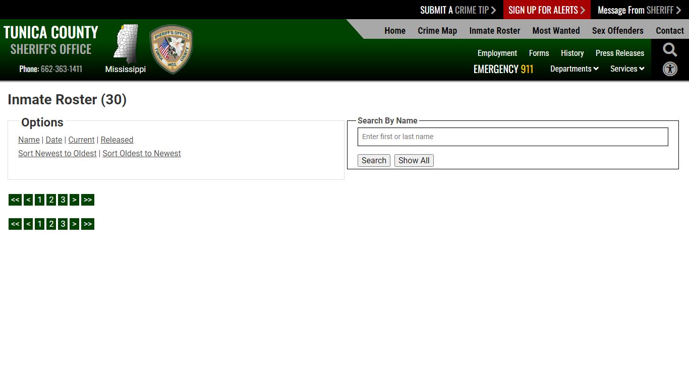 Inmate Roster (30) - Tunica County Sheriff's Office